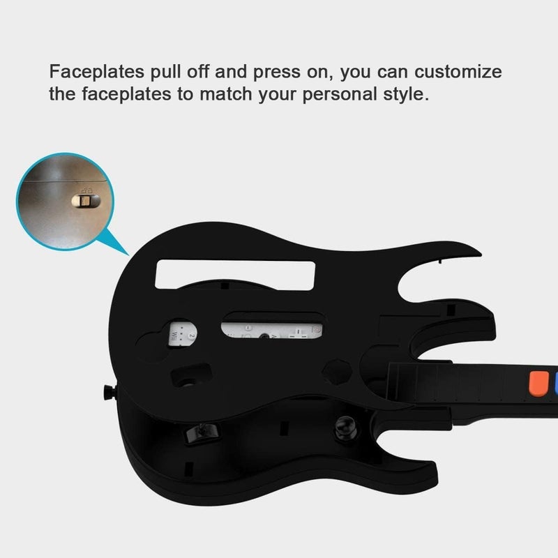 DOYO PC Guitar Hero Controller, Wireless Guitar Hero Guitar for PC and PS3 with Dongle, Compatible with Clone Hero, Rock Band Guitar Hero Games (Black) - Image 3